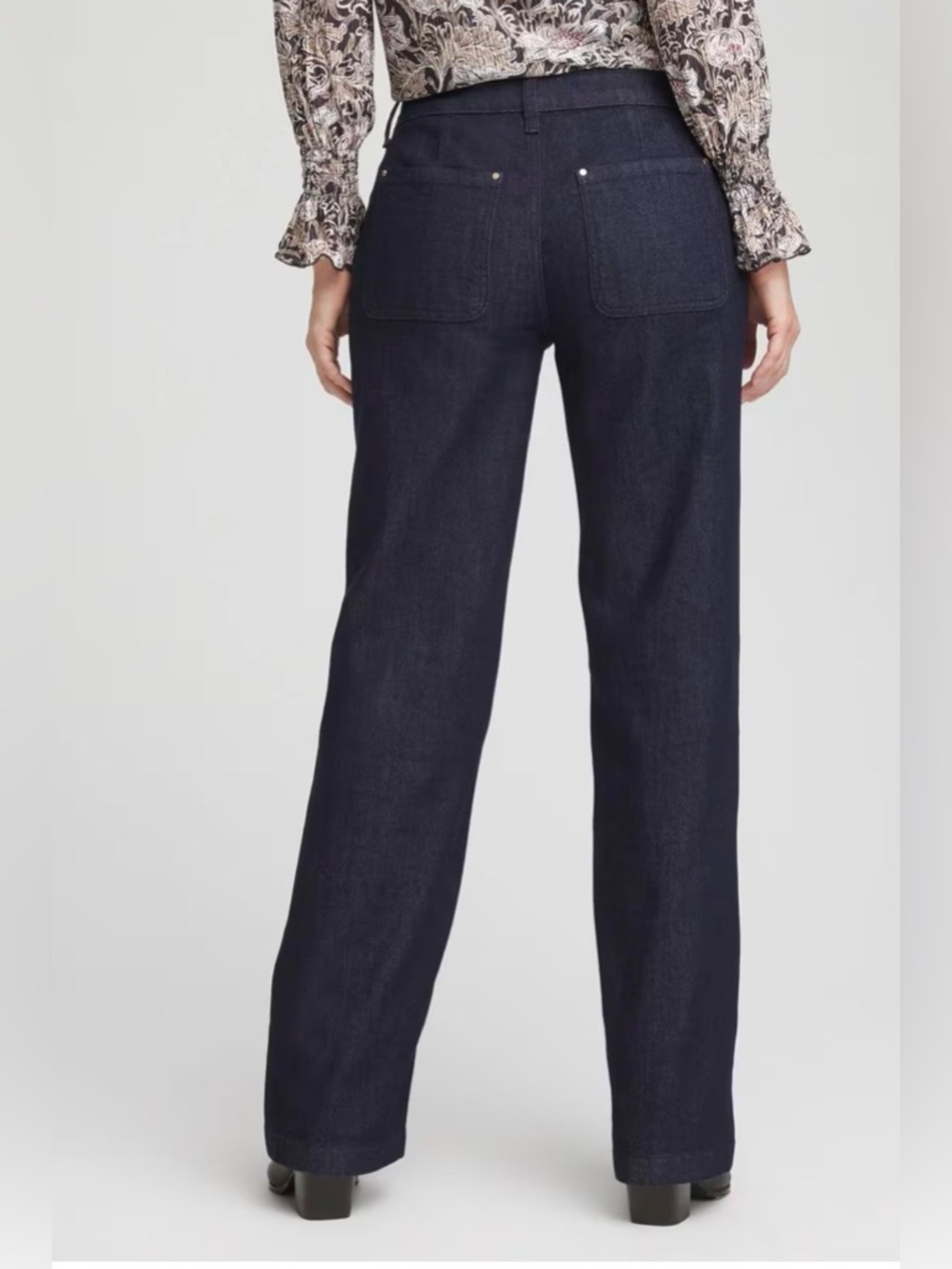 Chico's Wide Leg Dark Wash Trouser Jeans Womens Size 12 - Picture 3 of 12